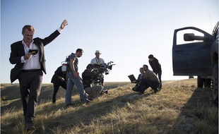 Christopher Nolan sur le tournage d'Interstellar