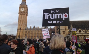 Manifestation contre la visite officielle de Donald Trump au Royaume-Uni à Londres, le 20 février 2017.