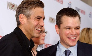 George Clooney et Matt Damon le 6 juillet 2007 à Chicago.