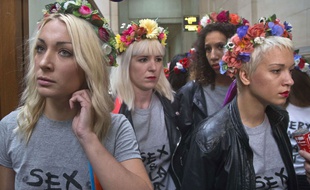 Certaines membres des Femen le 9 juillet au tribunal de Paris.