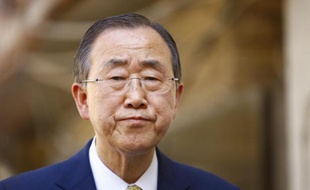 Le secrétaire général des Nations unies, Ban Ki-Moon, le 24 juillet 2014 à Najaf, en Irak