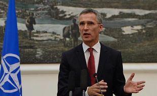 Le secrétaire général de l'Otan Jens Stoltenberg lors d'une conférence de presse le 6 novembre 2014 à Kaboul