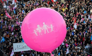 Un rassemblement de la "Manif pour tous" à Paris le 2 février 2014 à Paris.