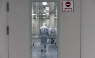 Les couloirs l'entreprise de biotech BIOCAD, en Russie, en mai dernier.