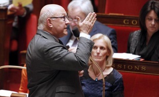 Le ministre des Finances Michel Sapin le 24 mars 2015 à l'Assemblée nationale à Paris