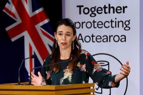 La Première ministre de la Nouvelle-Zélande, Jacinda Ardern, lors d'une déclaration sur le Covid-19, à Wellington le 5 mars 2021.