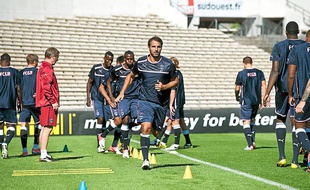 Marc Planus à l'échauffement avec les Girondins de Bordeaux en septembre 2012.
