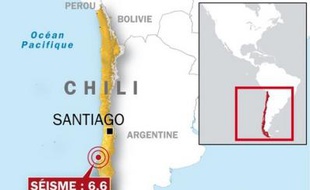 Un séisme de magnitude 6,6 a secoué le Chili, vendredi 5 mars 2010.