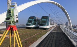 Tests de charges sur la passerelle Citadelle. Strasbourg le 14 février 2017.