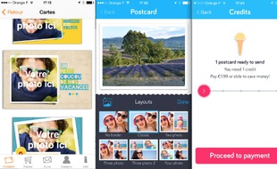 Différentes applications permettent de créer et d'envoyer simplement des cartes postales depuis un smartphone.