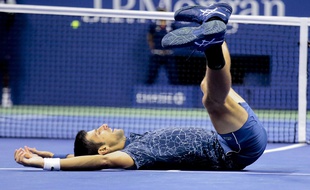 Novak Djokovic après sa victoire face à Del Potro en finale de l'US Open, le 10 septembre 2018.