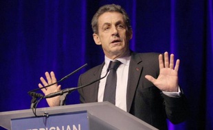 Le président de l'UMP et ancien président de la République Nicolas Sarkozy à Perpignan, le 26 mars 2015