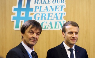 Emmanuel Macron et Nicolas Hulot à la COP23 en novembre 2017.