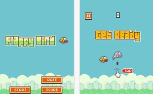 Captures d'écran du jeu mobile Flappy Bird, créé par un développeur indépendant.
