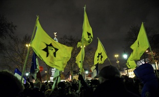 Un rassemblement de la Ligue de Défense Juive à Paris.