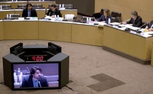 Audition de Fabrice Arfi et Edwy Plenel devant la commission d'enquête parlementaire sur l'affaire Cahuzac le 21 mai à Paris.