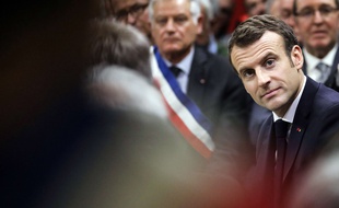 Emmanuel Macron face à 600 maires lors d'un grand débat à Souillac (Lot), le 18 janvier 2019.