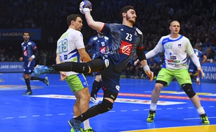 Ludovic Fabregas avec l'équipe de France face à la Slovénie en demi-finale des championnats du monde, le 26 janvier.