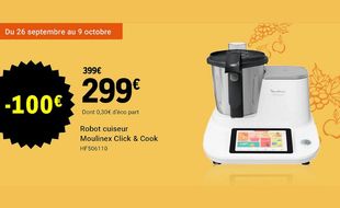 E.Leclerc : 100€ sur le robot cuiseur Moulinex Click & Cook HF506110