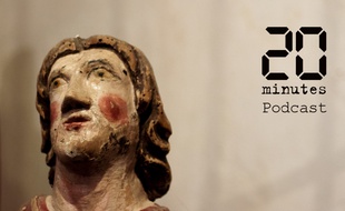 Illustration d'une statue ancienne, en bois peinte