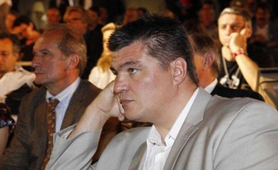 David Douillet lors d'un meeting UMP le 26 juin 2009 à Paris.