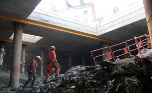 Illustration du chantier de la ligne B du métro à Rennes. Ici dans la future station Saint-Germain, le 20 septembre 2015.