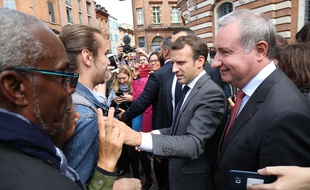 En septembre 2011, le Président de la République, Emmanuel Macron, et le maire de Toulouse, Jean-Luc Moudenc.