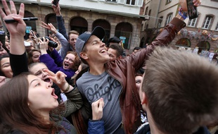 Jérome Jarre devant la cathédrale de Strasbourg, jeudi 13 novembre 2014.