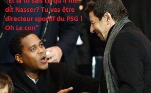 Patrick Kluivert et Patrick Bruel, le 21 octobre 2015 au Parc des Princes.