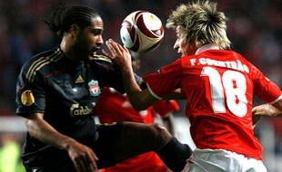 Benfica face à Liverpool, en match aller des quarts de finale de l'Europa League, le 1er avril à Lisbonne