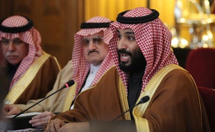 Le prince héritier saoudien Mohammed ben Salmane lors de sa rencontre avec Theresa May
