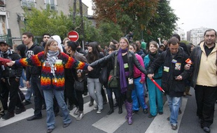 Manifestation de lycéens contre la réforme des retraites à Montreuil le 14 octobre 2010.