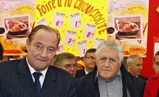 Le président du RCL, Gervais Martel (G) et l'ancien maire de Lens Guy Delcourt.