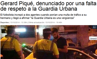 Capture d'écran de Gérard Piqué à la Vanguardia.com, le 15 octobre 2014