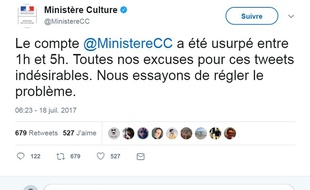 Le compte du ministère de la Culture a été détourné