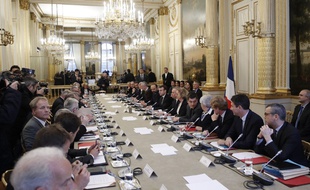 Négociations entre patronat et syndicats, le 10 décembre 2018 à l'Elysée.