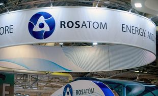 Le logo de l'agence nucléaire russe, Rosatom.