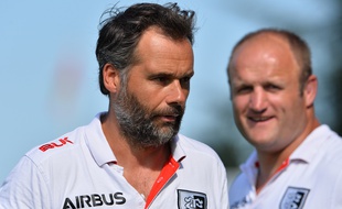 Ugo Mola et William Servat, les entraîneurs du Stade Toulousain. Illustration.