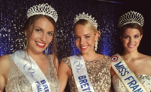 Maurane Bouazza (au centre) entourée de Léal Bizeul, Miss Bretagne 2015, et d'Iris Mittenaere, Miss France 2016.