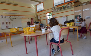 Une salle de classe de Mantes-la-Jolie, le 19 mai 2020.