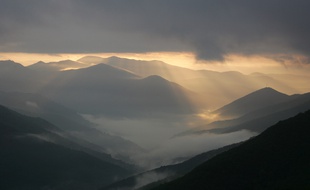 Vue de la montagne de Liron et de la vallée de l'Hérault, dans les Cévennes, le 2 octobre 2007 (Illustration)