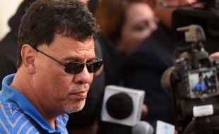 L'ancien président de la fédération salvadorienne de football, Reynaldo Vásquez, après son arrestation, le 16 décembre 2015