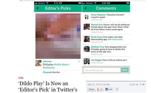 Le site américain Gawker a remarqué qu’une vidéo X s’était brièvement retrouvée… dans la section «choix des éditeurs» de l'application de miniclips Vine.