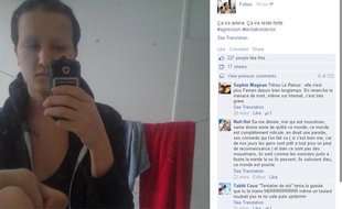Paris, le 07 juillet 2014. Capture d'écran du profil Facebook d'Amina Sboui sur lequel elle assure avoir été agressée.