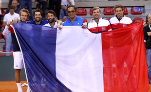 L'équipe de France de Coupe Davis a battu la Grande-Bretagne en quarts de finale à Rouen, du 7 au 9 avril 2017.