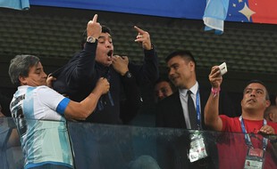 Diego Maradona après la victoire argentine face au Nigéria, lors de la Coupe du monde 2018.
