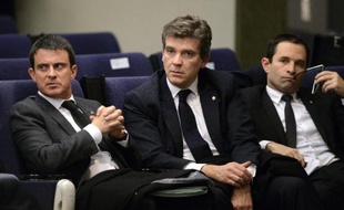 Manuel Valls, Arnaud Montebourg et Benoît Hamon le 27 novembre 2013 à Madrid