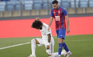 Marcelo rend hommage à George Floyd après avoir marqué lors de Real Madrid-Eibar, le 14 juin 2020.