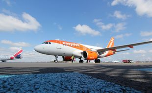 Un Airbus de la compagnie aérienne Easyjet ici à l'aéroport de Rennes.