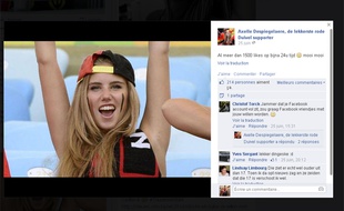 Capture d'écran de la page fan dédiée à Axelle Despiegelaere sur Facebook.